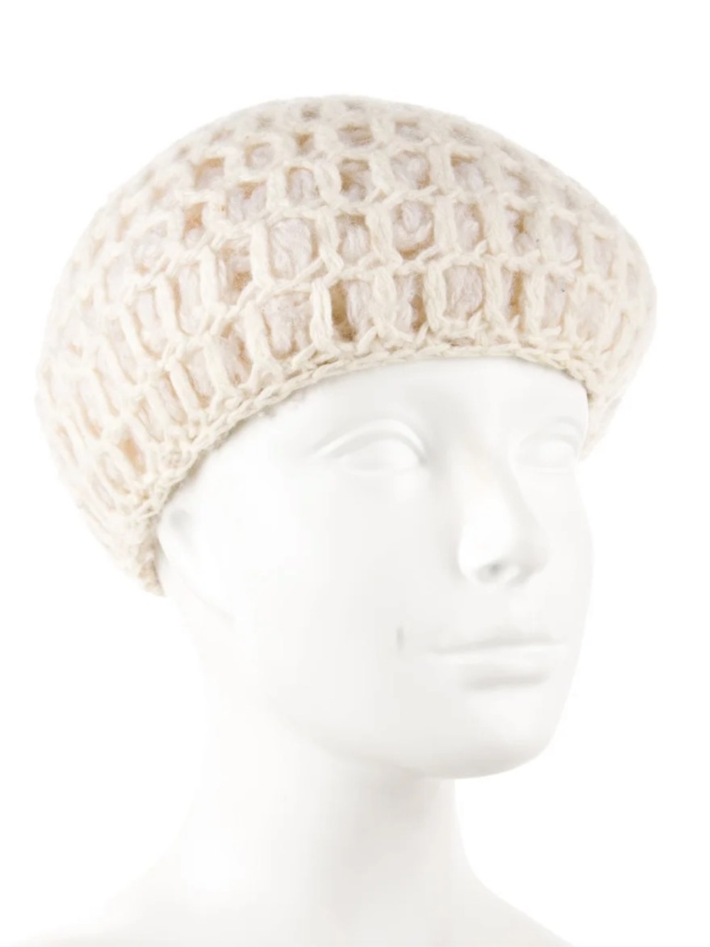 Bonwit Teller Beanie Angora White Crocheted Beret Tam